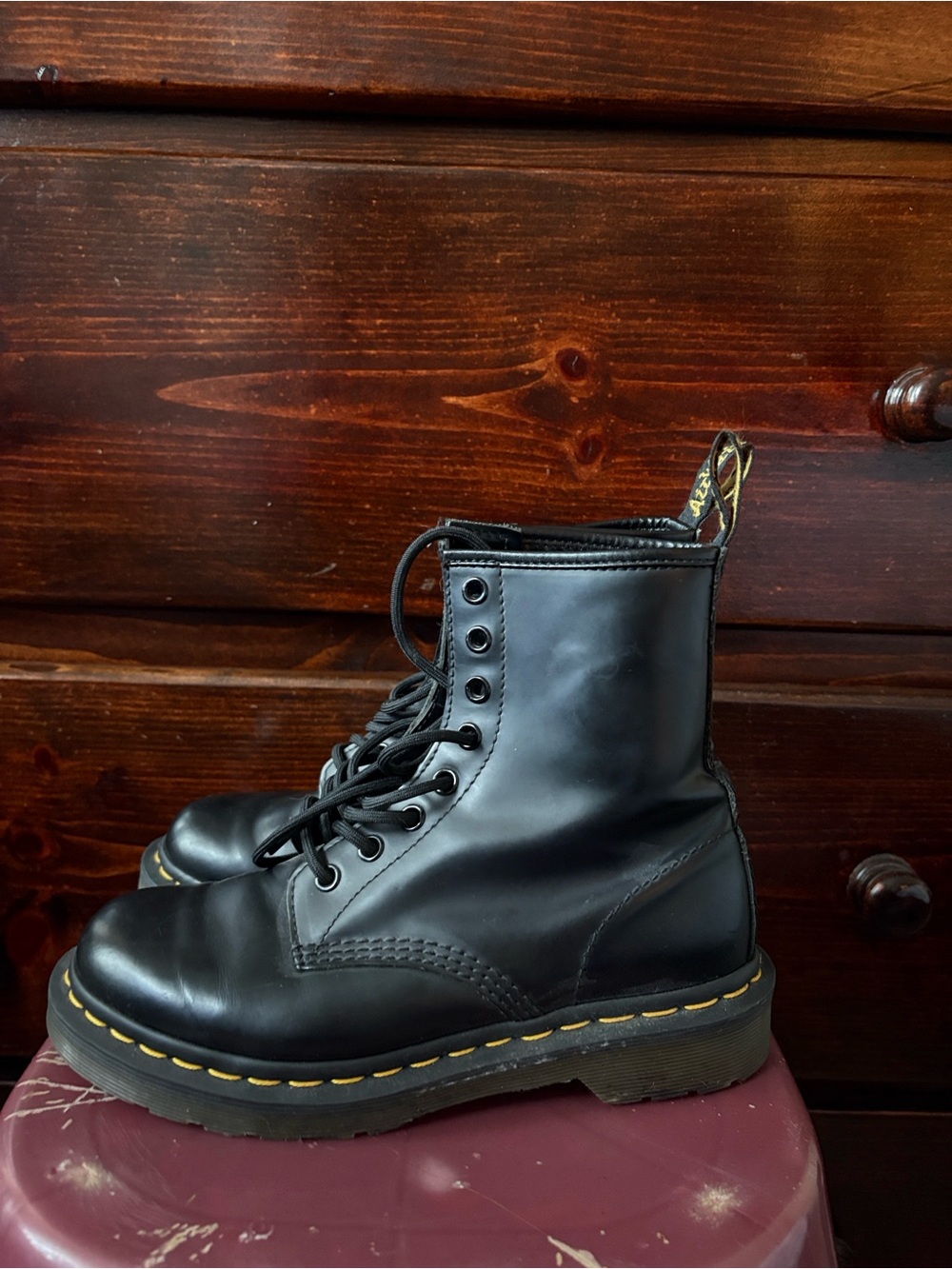 Dr. Martens Black Lace-Up Leather Combat Boots